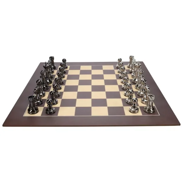 Bobby Fischer Metal Ultimate Chess Set, Wood Board 21.75 in., 3.6 in. King - Image 2