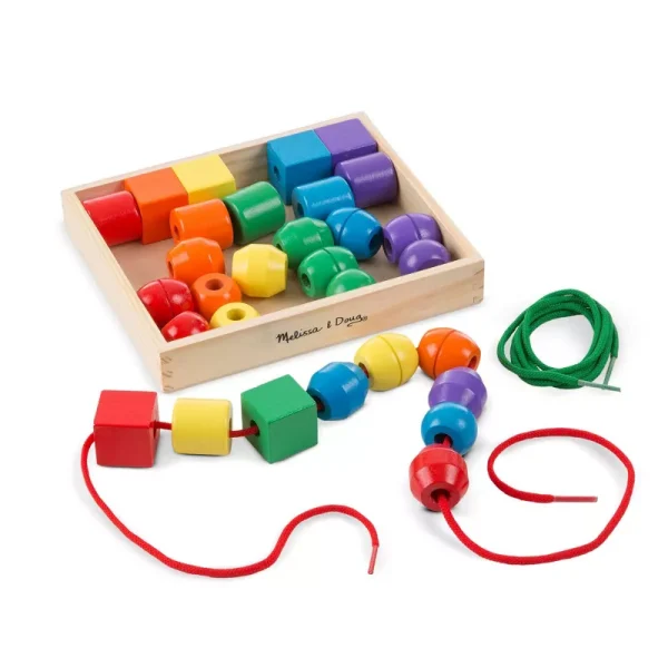 Melissa & Doug Primary Lacing Beads - Educational Toy With 30 Wooden Beads and 2 Laces