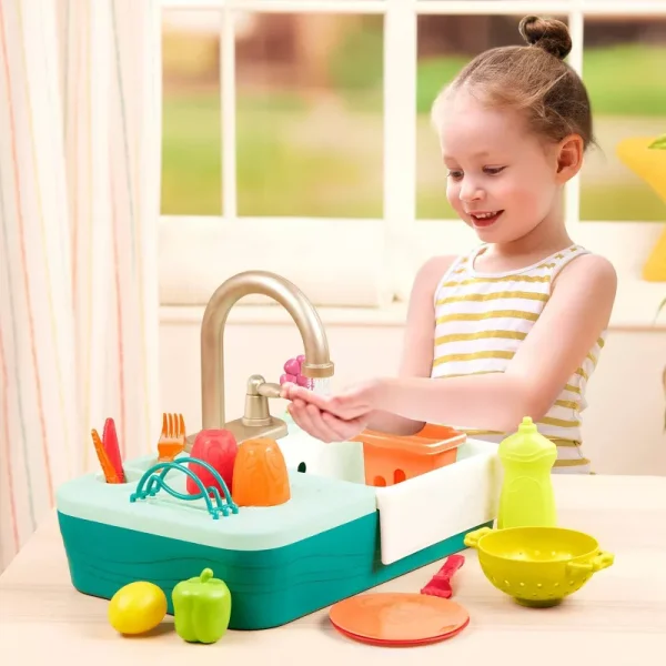 B. toys Running Water Play Sink - Splash-n-Scrub Sink - Kids Kitchen Playset - Image 2