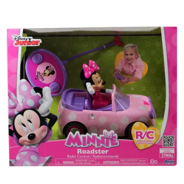 Jada Toys Disney Junior RC Minnie Bowtique Roadster Remote Control Vehicle 7" Pink with White Polka Dots - Image 2