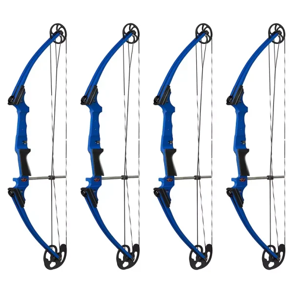 Genesis Archery Compound Bow w/Adjustable Draw Length from 15-30 Inches & Adjustable Draw Weight Range of 10 to 20 Pounds, Left-Handed, Blue (4 Pack)