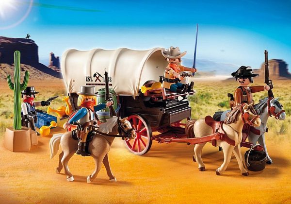 Covered Wagon with Raiders
